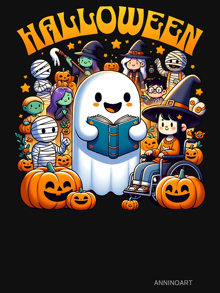 Ghost Reading Books Bookish Halloween by ANNINOART ⭐⭐⭐⭐⭐