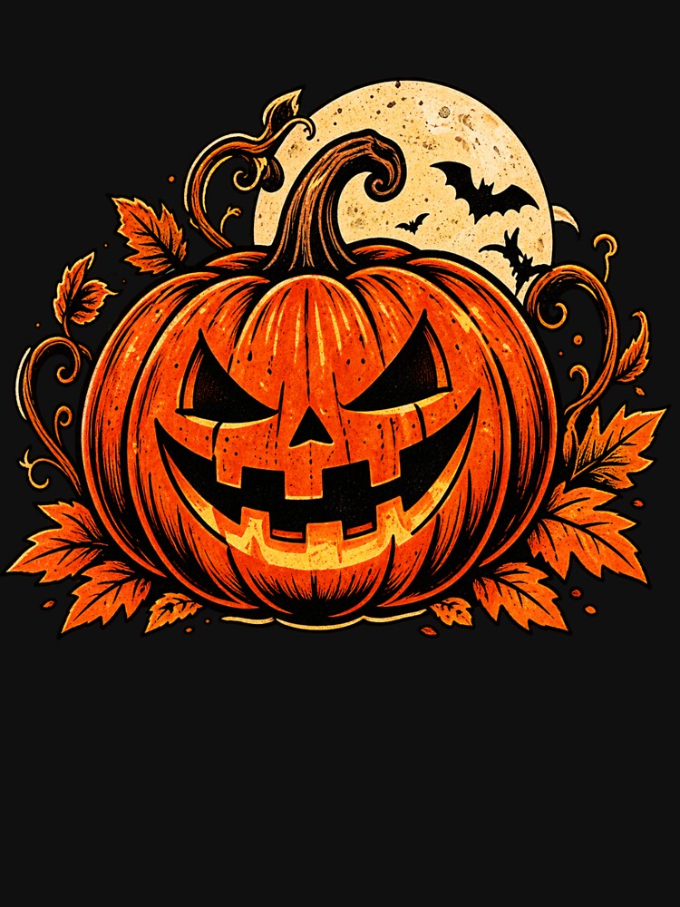 Vintage Pumpkin Moon Halloween Design by StyleBloomes