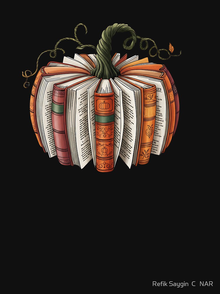 Book Pumpkin | Fall Reading Aesthetic | Cozy Autumn Design by Refik Saygin  CİNAR