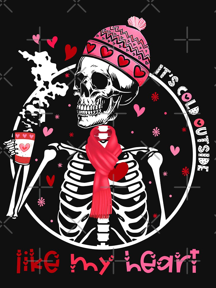 Skeletons Hearts Coffee Latte It's Cold Outside Like My Heart Happy Valentine's Day by RikoAiba