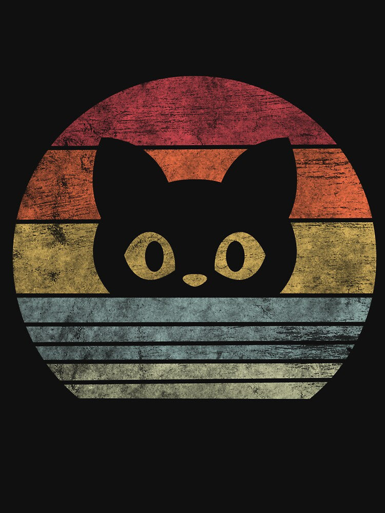 Vintage Sunset Cat Silhouette Retro Aesthetic by spellmadebylee