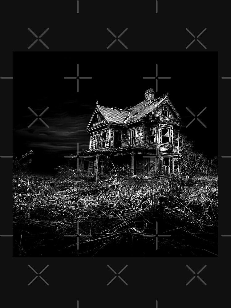 Abandoned Haunted House at Midnight – Gothic Horror Art by inkoutninja