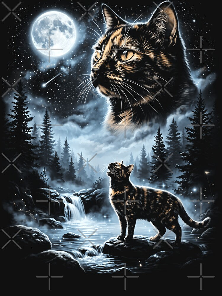 Tortoiseshell Cat Howling To The Moon Vintage Funny Cat Lover by YourArt7