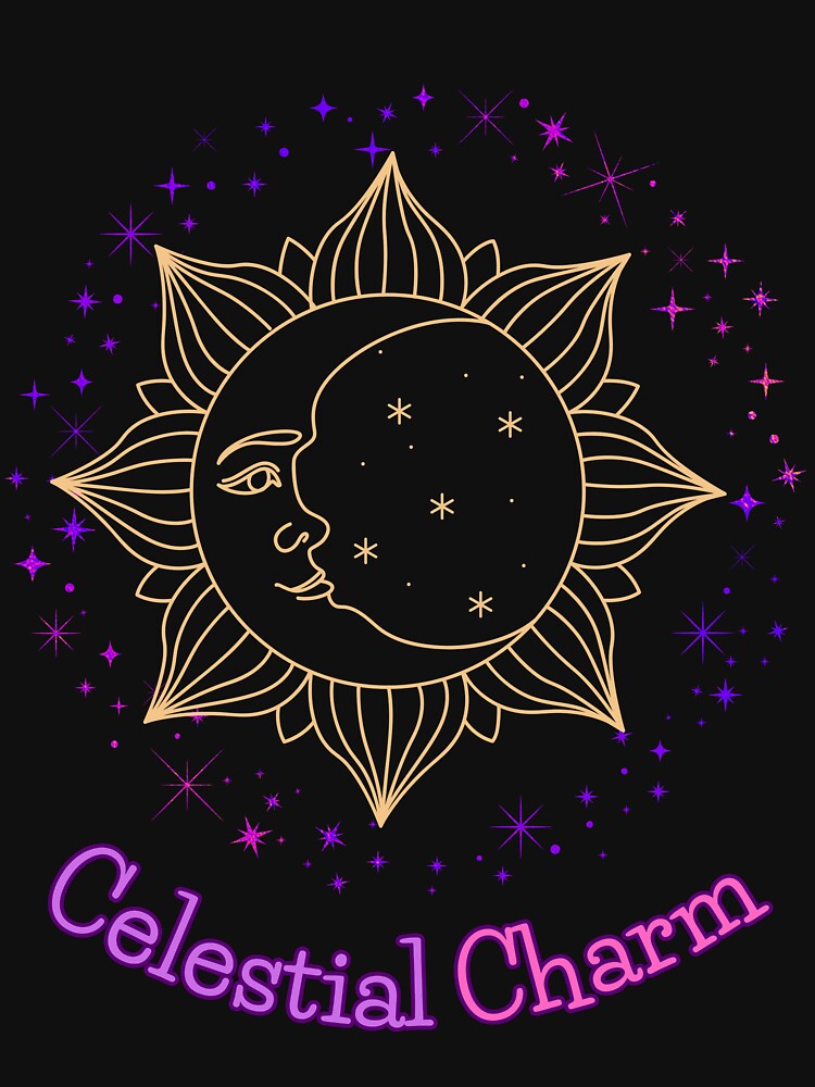 Celestial  Colourful  Cute  design with moon and Flower and stars by CosmicNook1