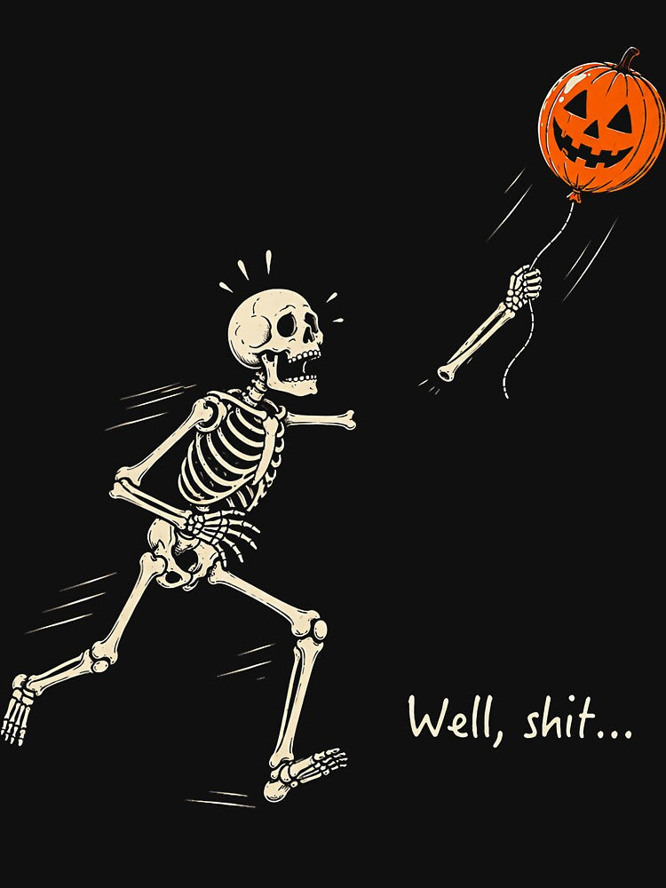 Skeleton Lost Balloon Retro Funny Halloween Design by jerrimisty889