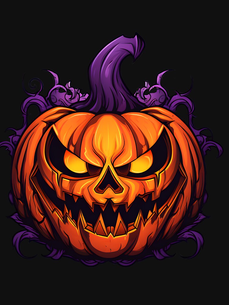scary demonic pumpkin face by Wickystickers