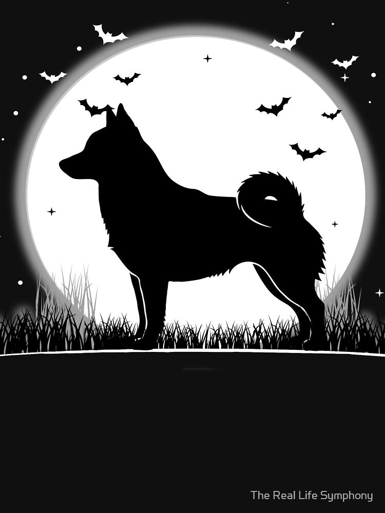 Schipperke Dog – Halloween Moon Silhouette by The Real Life Symphony