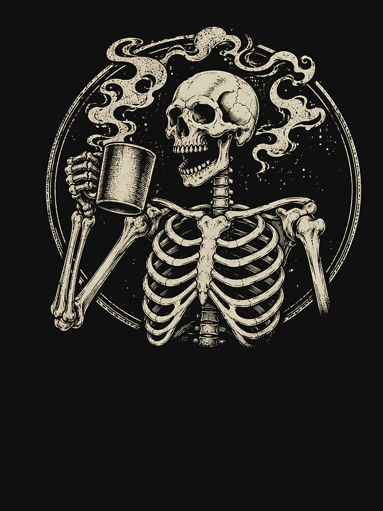 Vintage Skeleton Coffee Skull Retro Horror Gothic by Moizento