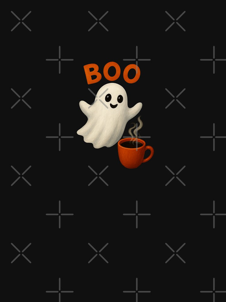 Cute Ghost with Coffee – Cozy Spooky Autumn Vibes by Liv Solara