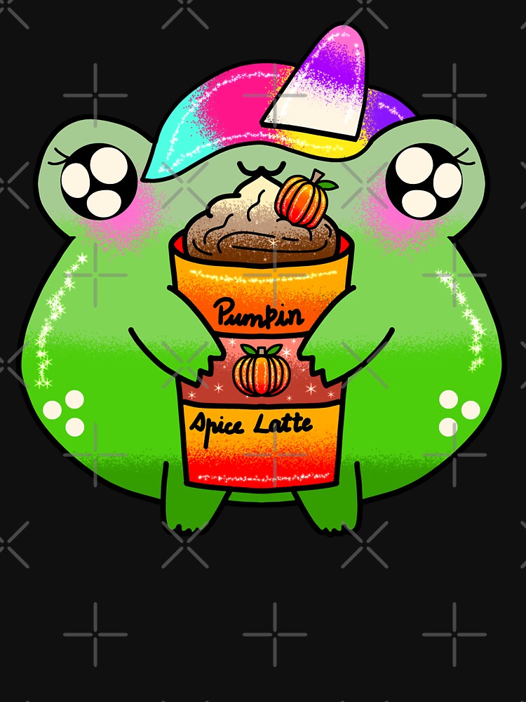 Unicorn frog enjoying Spicy Pumpkin latte fall season by Quacktails
