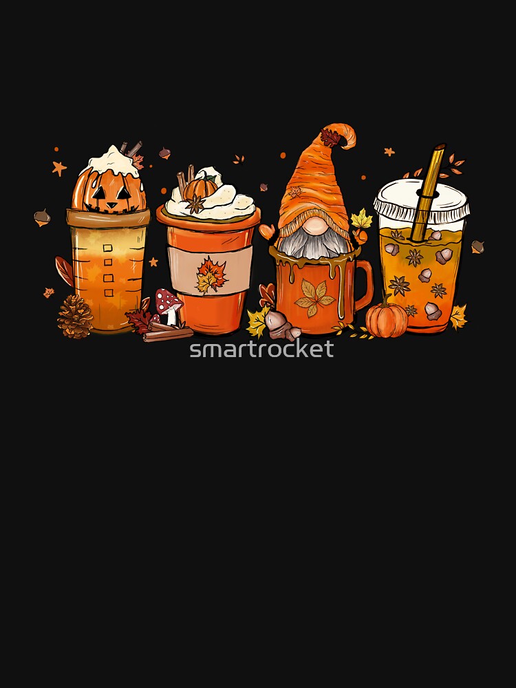 Fall Coffee Pumpkin Spice Junkie Latte Autumn Coffee Lovers T-Shirt by smartrocket