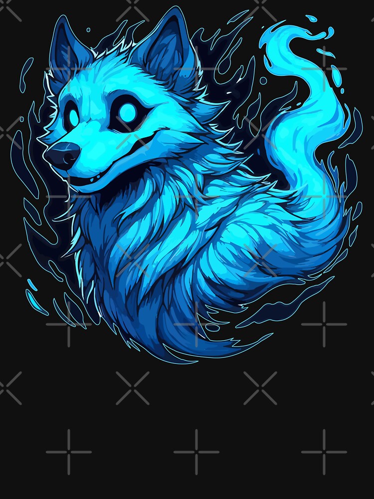 Kawaii Halloween Blue Ghost Wolf Dog by TomFrontierArt