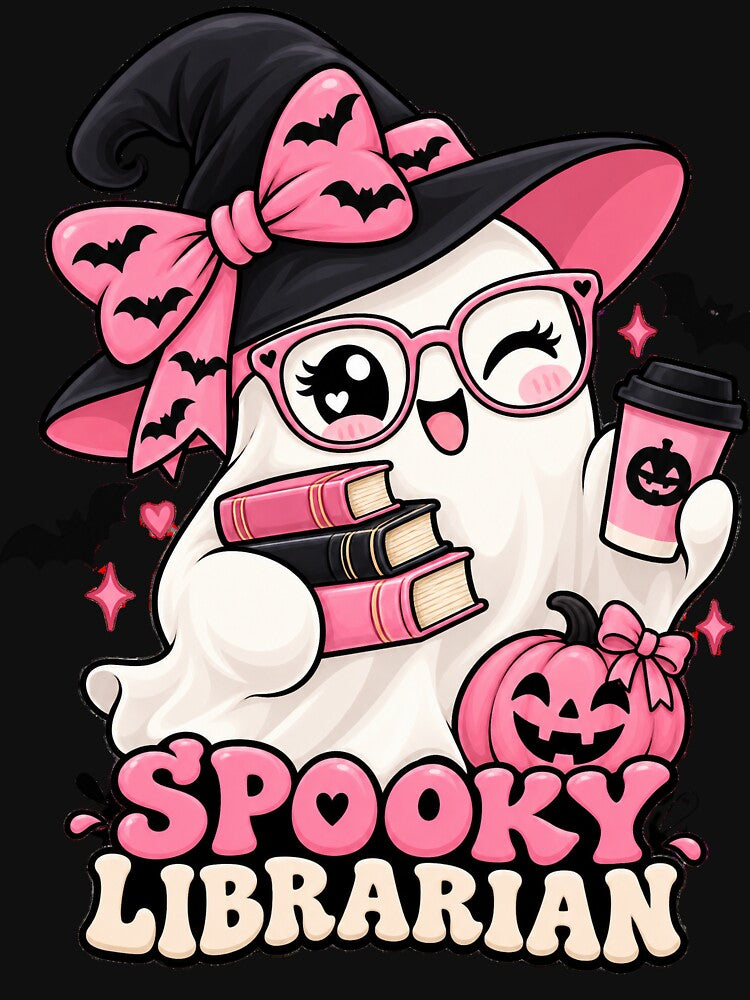 Spooky Librarian Pink Halloween Ghost Book Lover Gift by Crystal-Tree