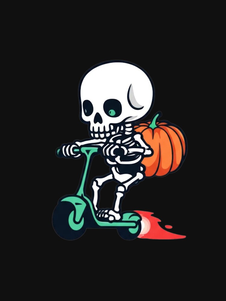 Pumpkin Rider Skeleton – Cute Minimalist Halloween Premium Design by ColorSplash123