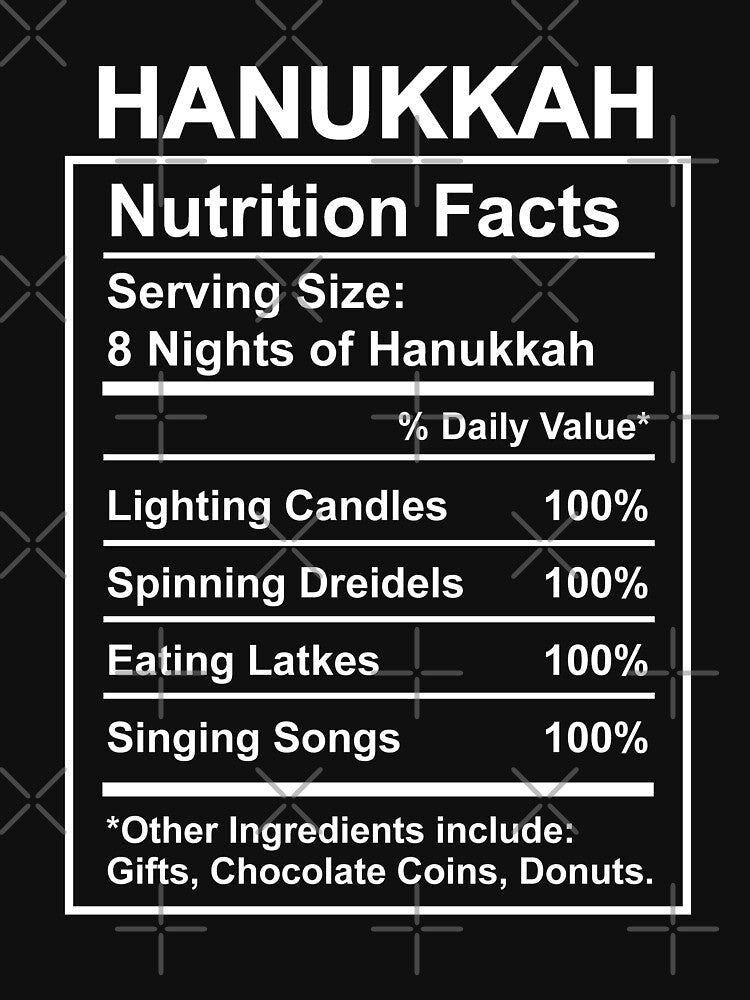 Funny Hanukkah 2021 Nutrition Facts for Women Jewish Holiday by NUMAcreations