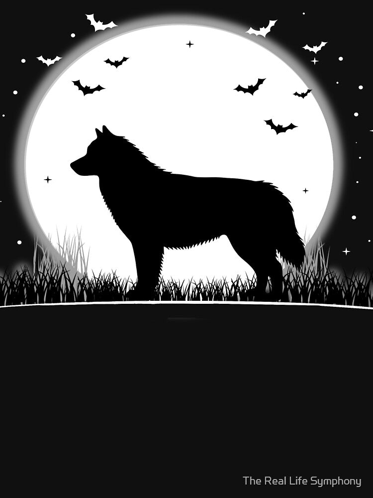 Alaskan Malamute Dog – Halloween Moon Silhouette by The Real Life Symphony