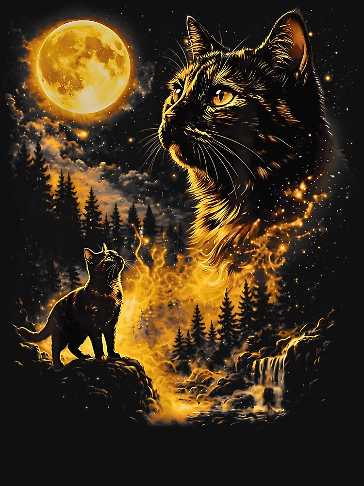 Black Cat Howling at Moon 90's Retro by Rahamkshop