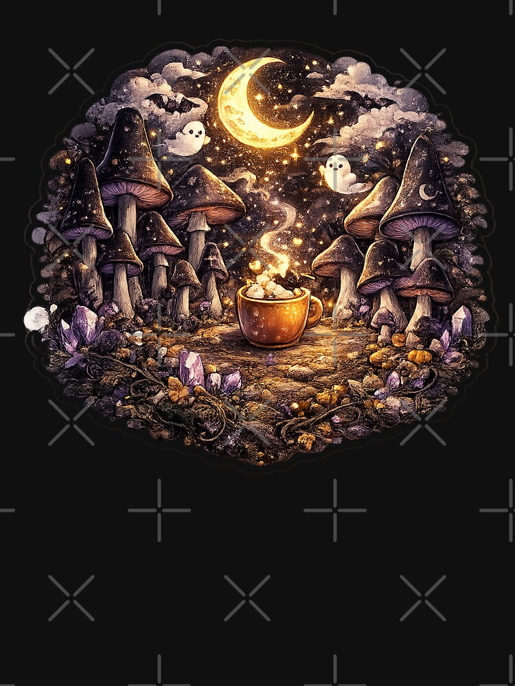 Gothic Moonlit Mushroom Grove Sticker by RDcollections