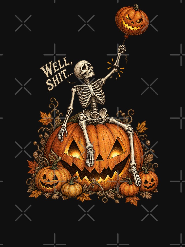Well Shit Skeleton on Jack O Lantern Vintage Halloween by will freed18