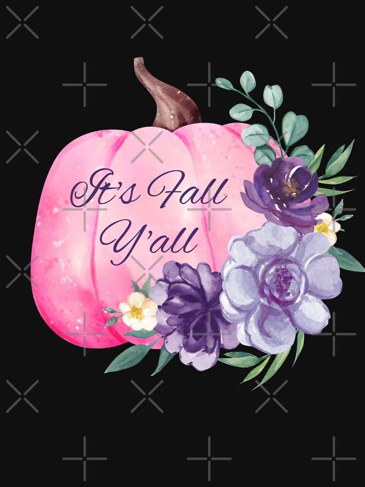 It's Fall Y'all Fall Floral Pink Pumpkin by GraphicsClub