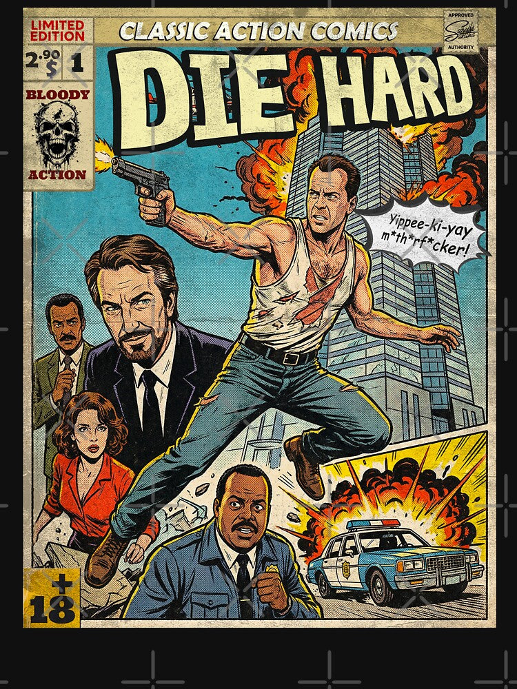 Die Hard Vintage Comic Cover Art by Back2Collage