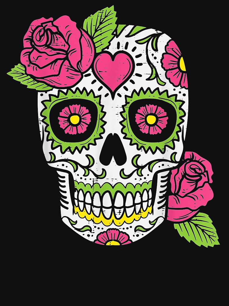 Pink Rose Sugar Skull Dia De Los Muertos Mexican Halloween by hamptongates