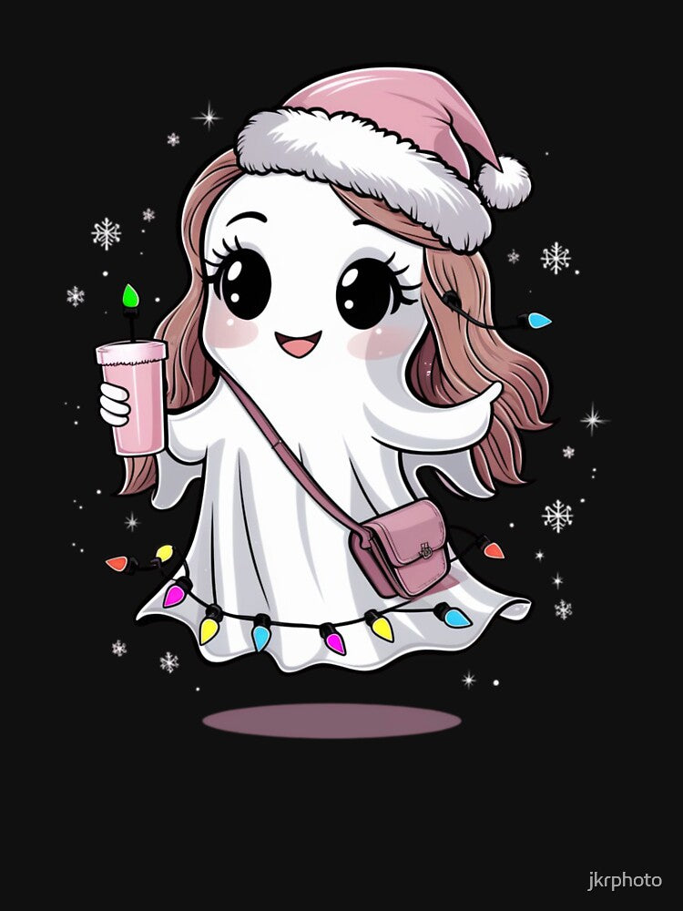 ghost lady in pink santa hat by jkrphoto