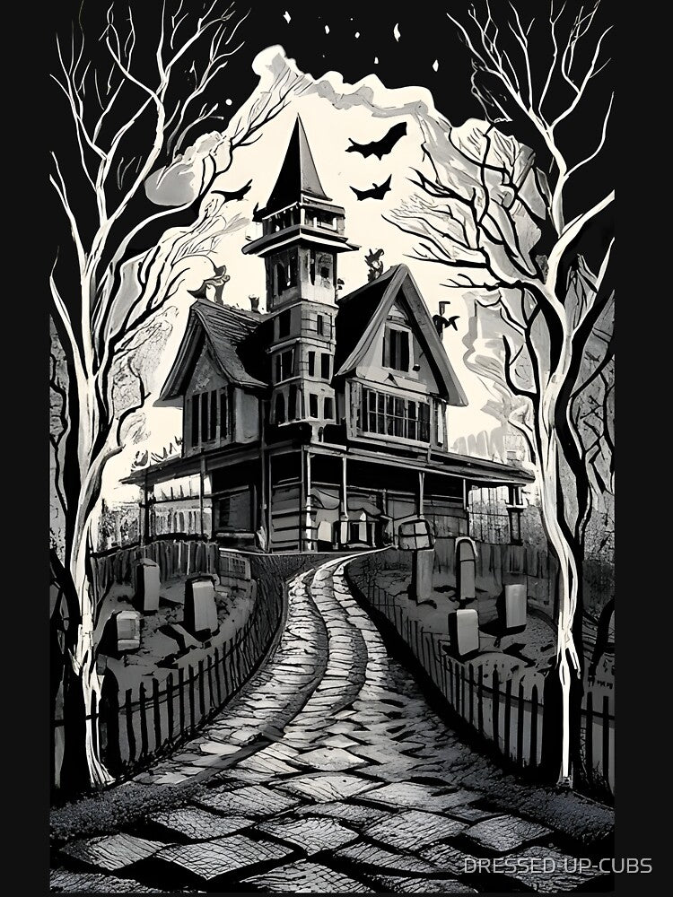 Black and White Haunted House by DRESSED-UP-CUBS