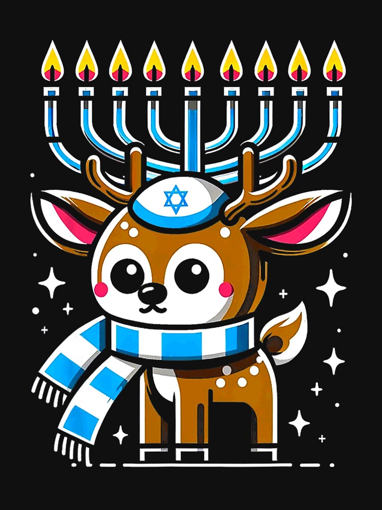 Deer With Menorah Antlers Hanukkah For Chanukka Holidays, Gift For Kids by r1ffyemaki