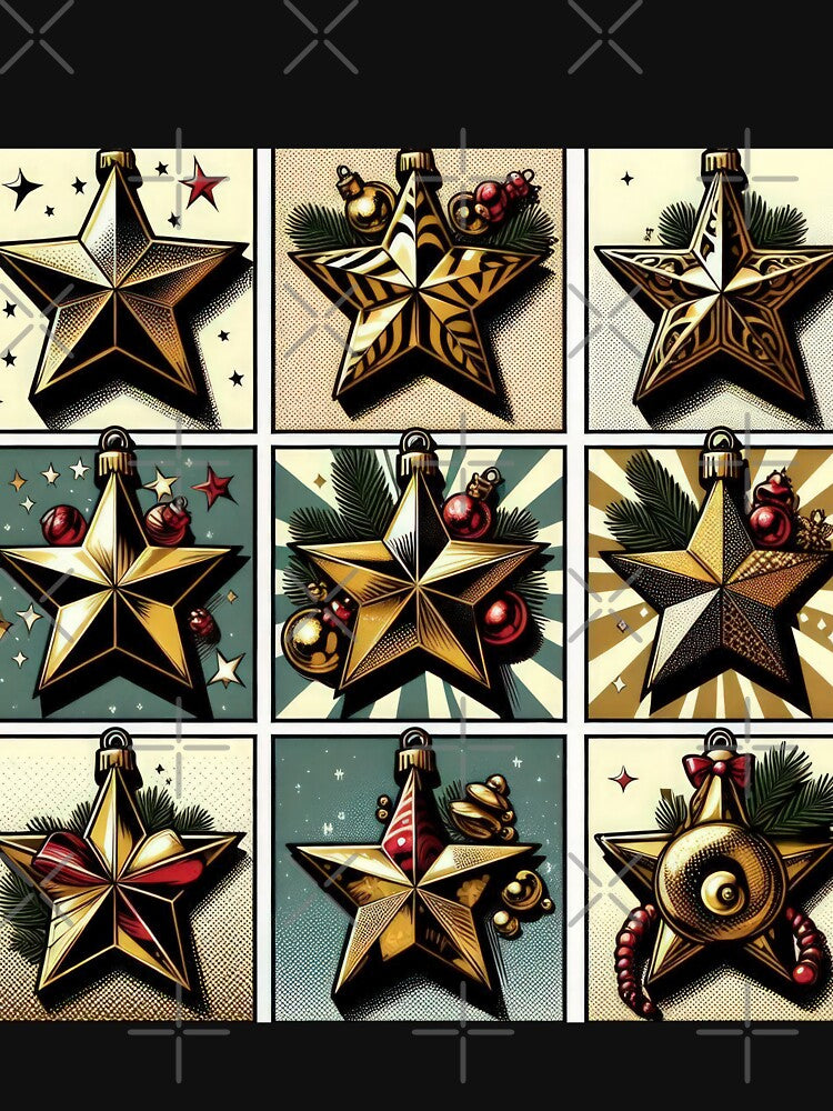 Christmas Pattern Gold Stars,Vintage Christmas Pattern,christmas retro,retro vintage christmas,vintage art by Expressions-Sel