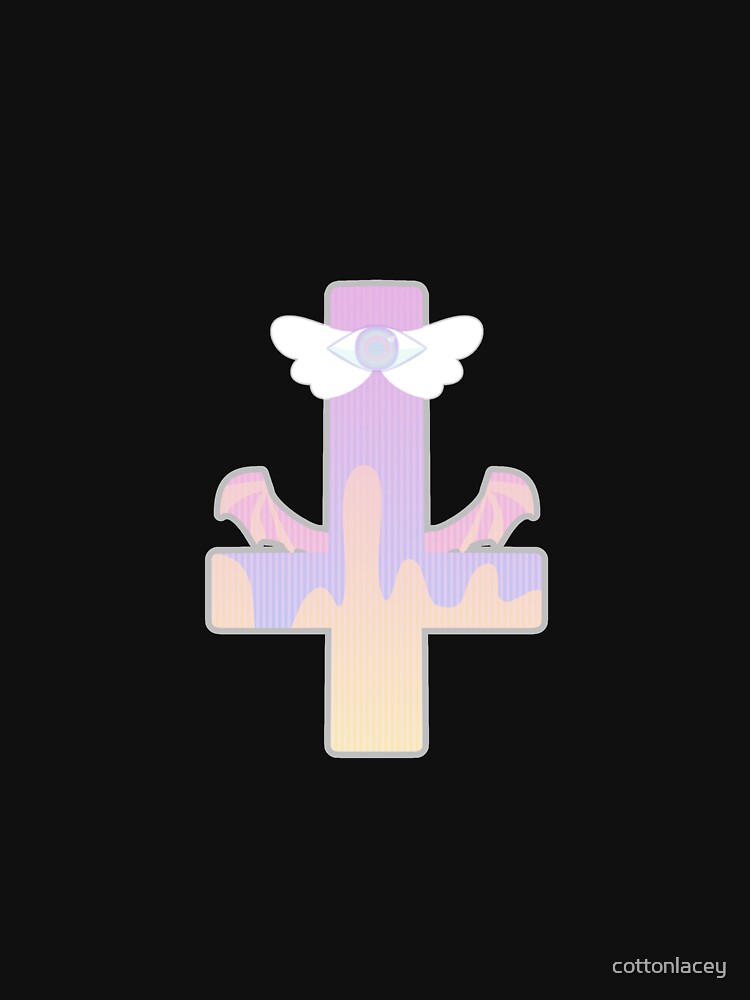 upside down pastel goth eye cross w/ wings by cottonlacey