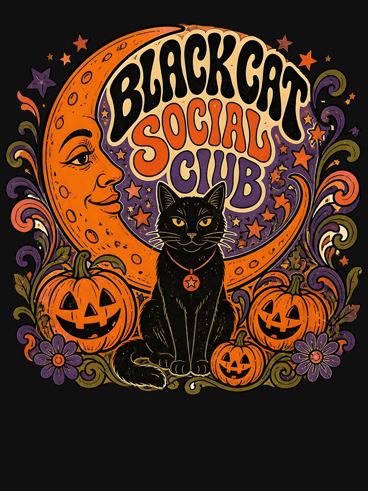 Black Cat Social Club Psychedelic Halloween by LiviuGligoros
