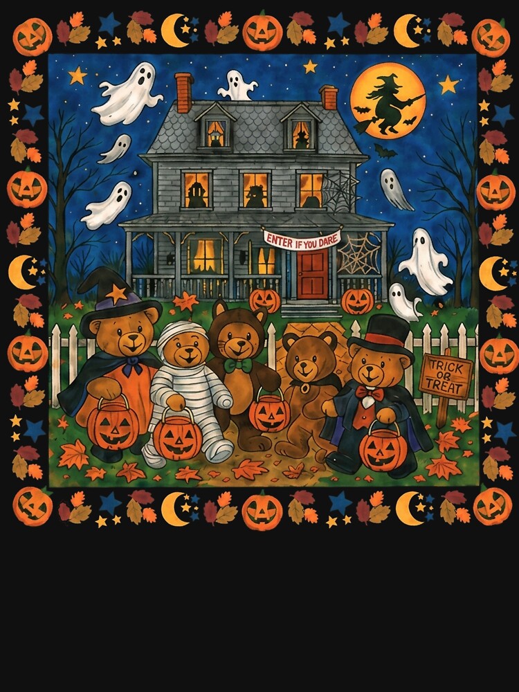 Vintage Halloween Haunted House Ghosts Pumpkins Trick Or Treat by thefirstbroo