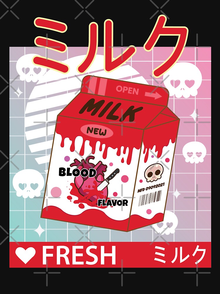 Japanese Kawaii Creepy Cute Blood Milk Retro Vaporwave by Studio624