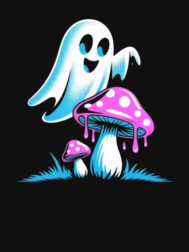 Cute Ghost & Magic Mushroom – Whimsical Halloween Fantasy by vvcreativedesigns