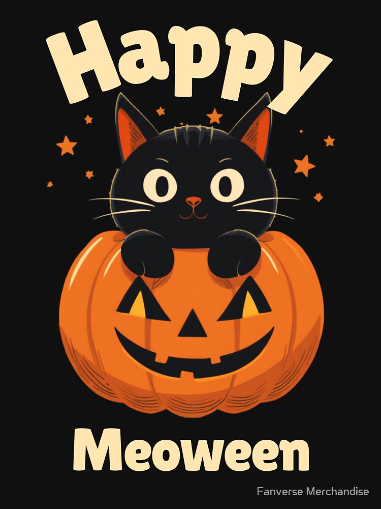 Happy Meoween Cute Black Cat in Pumpkin Halloween Sticker by Fanverse Merchandise