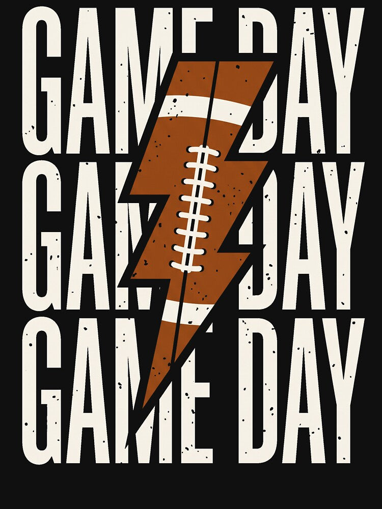 Game Day Football Lightning Graphic Vintage Retro Style by SofenArt