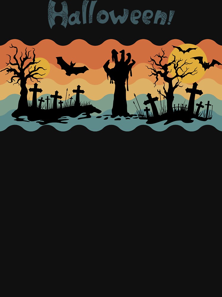 Retro Halloween Vintage.Happy Halloween.Spooky cemetery. by JAGA-ALIME