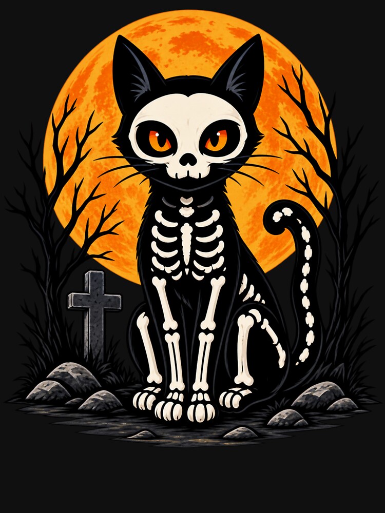 Skeleton Cat Halloween Design by StyleBloomes