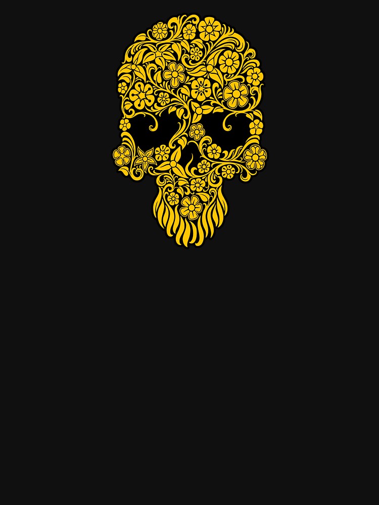 Yellow Flowers and Vines Sugar Skull Design by JeffBartels