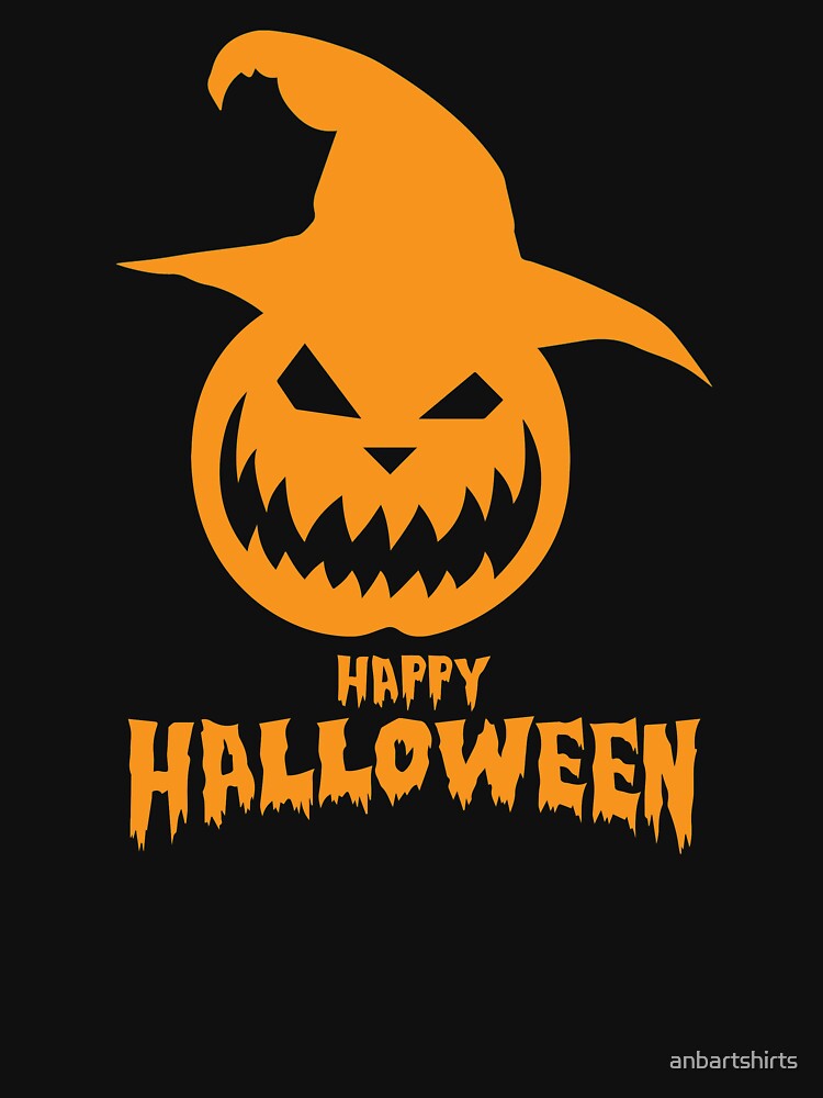 Happy Halloween With Orange Scary Pumpkin by anbartshirts