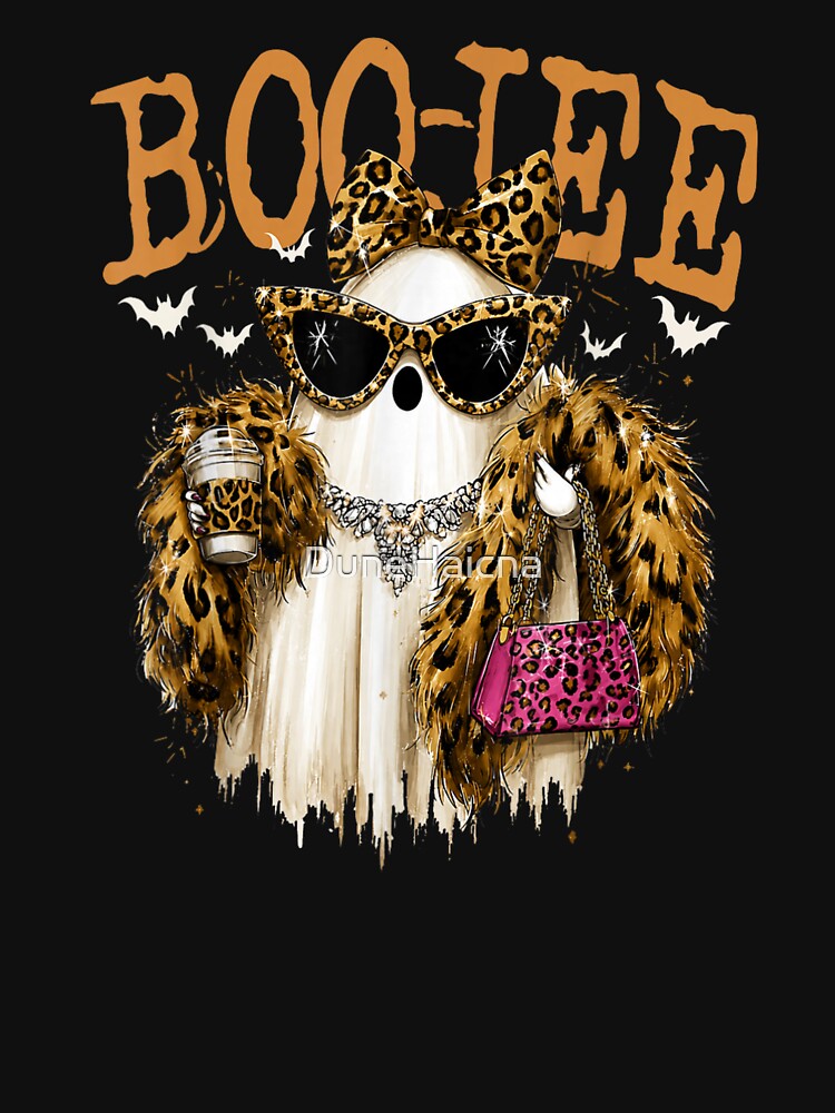 Boo Jee Chic Ghost With Leopard Fashion Coffee And Pink Purse by DuneHaicna