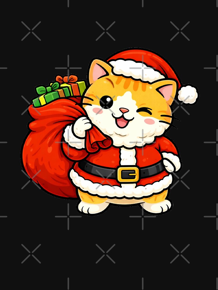 Cute Santa Cat Holding Gifts | Funny Christmas Cat by Shtex