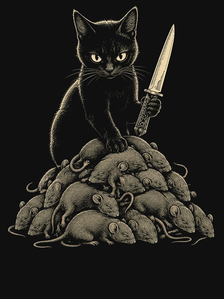 Cute cat with knife and mice scary Halloween costume by Kladhadredo