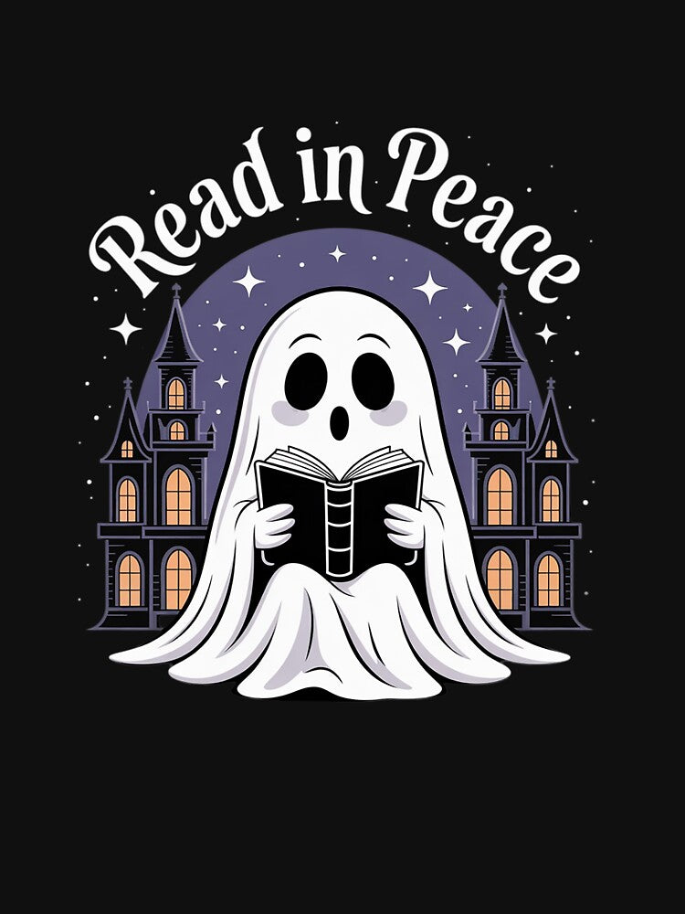 Read in Peace Spooky Boo and Skeleton Book Lovers Halloween by BubblePancake
