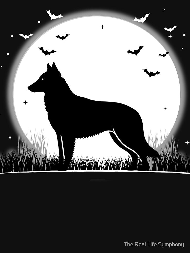 belgian shepherd Dog – Halloween Moon Silhouette by The Real Life Symphony