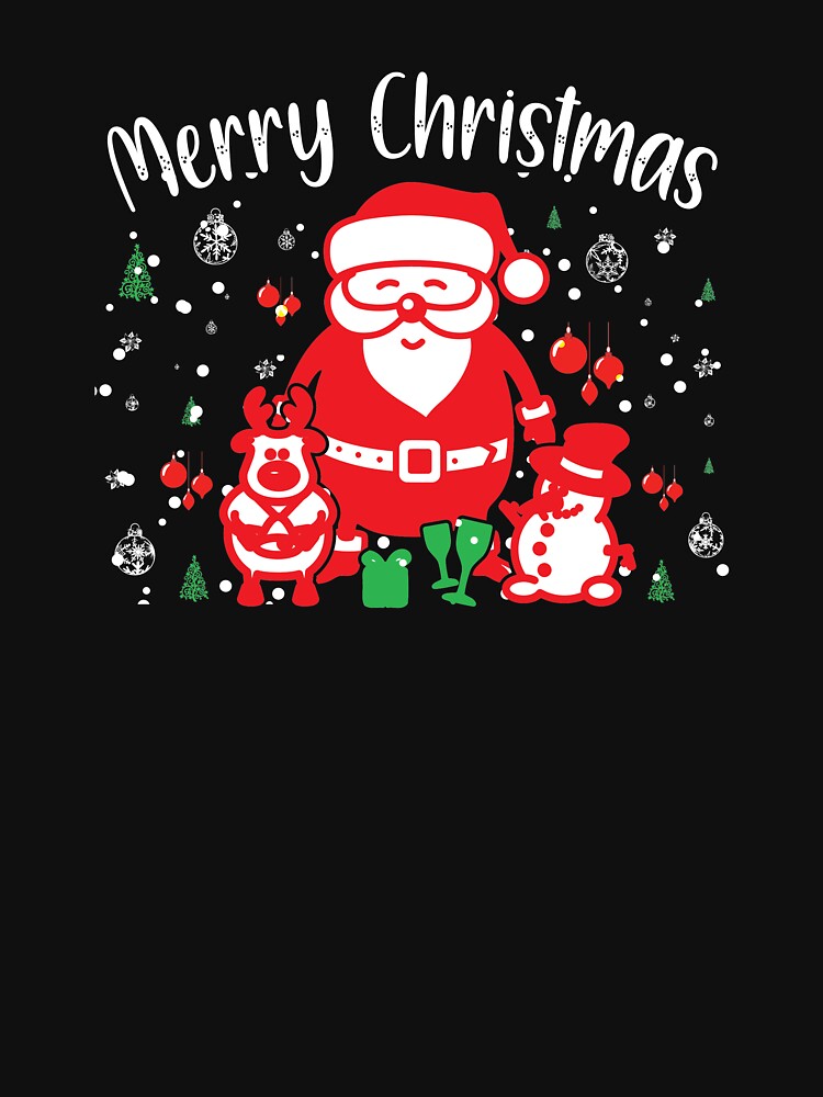 Merry Christmas Santa Claus Reindeer And Snowmans by amreenshanley