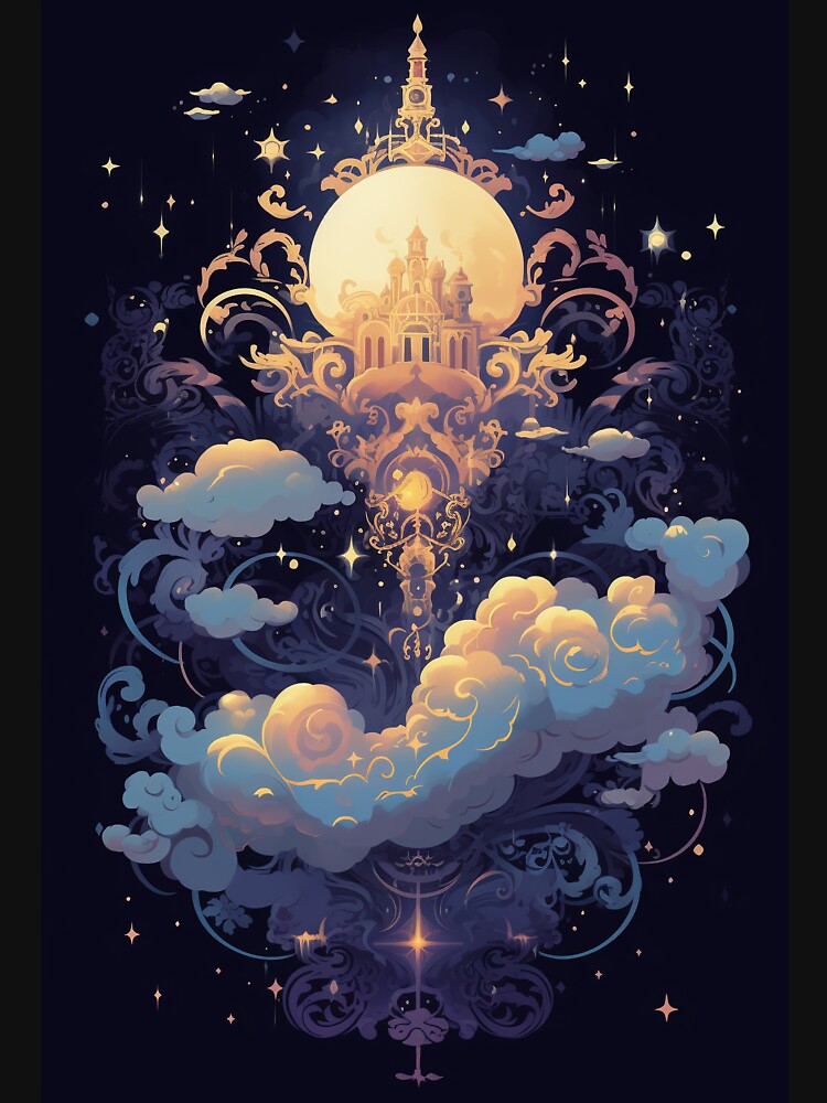 Celestial Citadel: Stellar Moonlit Skies by aesthetikayl