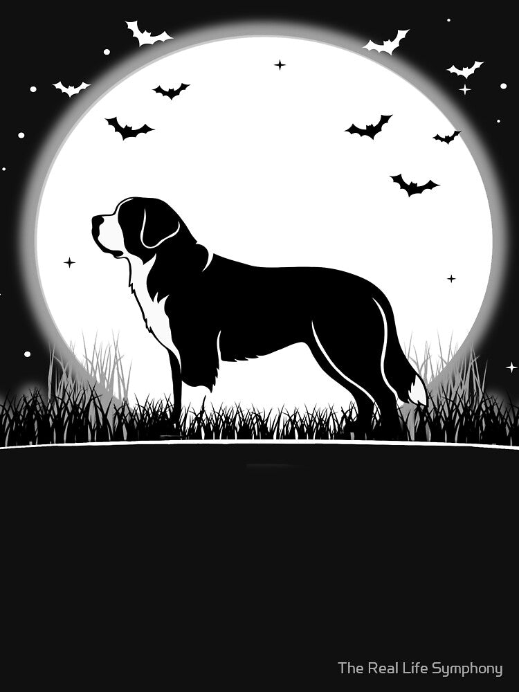 Saint Bernard Dog – Halloween Moon Silhouette by The Real Life Symphony