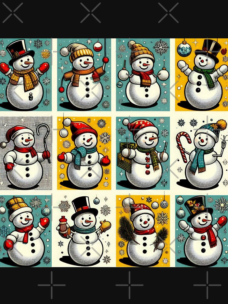 Christmas Pattern cheerful snowman,Vintage Christmas Pattern,christmas retro,retro vintage christmas,vintage art by Expressions-Sel